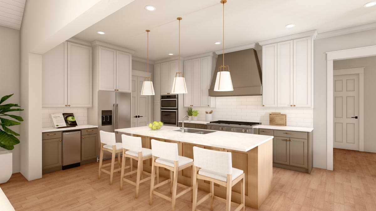 Plan 51838HZ: Split Bedroom Hill Country House Plan with Large Walk-in Pantry - 2454 Sq Ft - Image #6 - Hill Country, New American, Ranch, Rustic