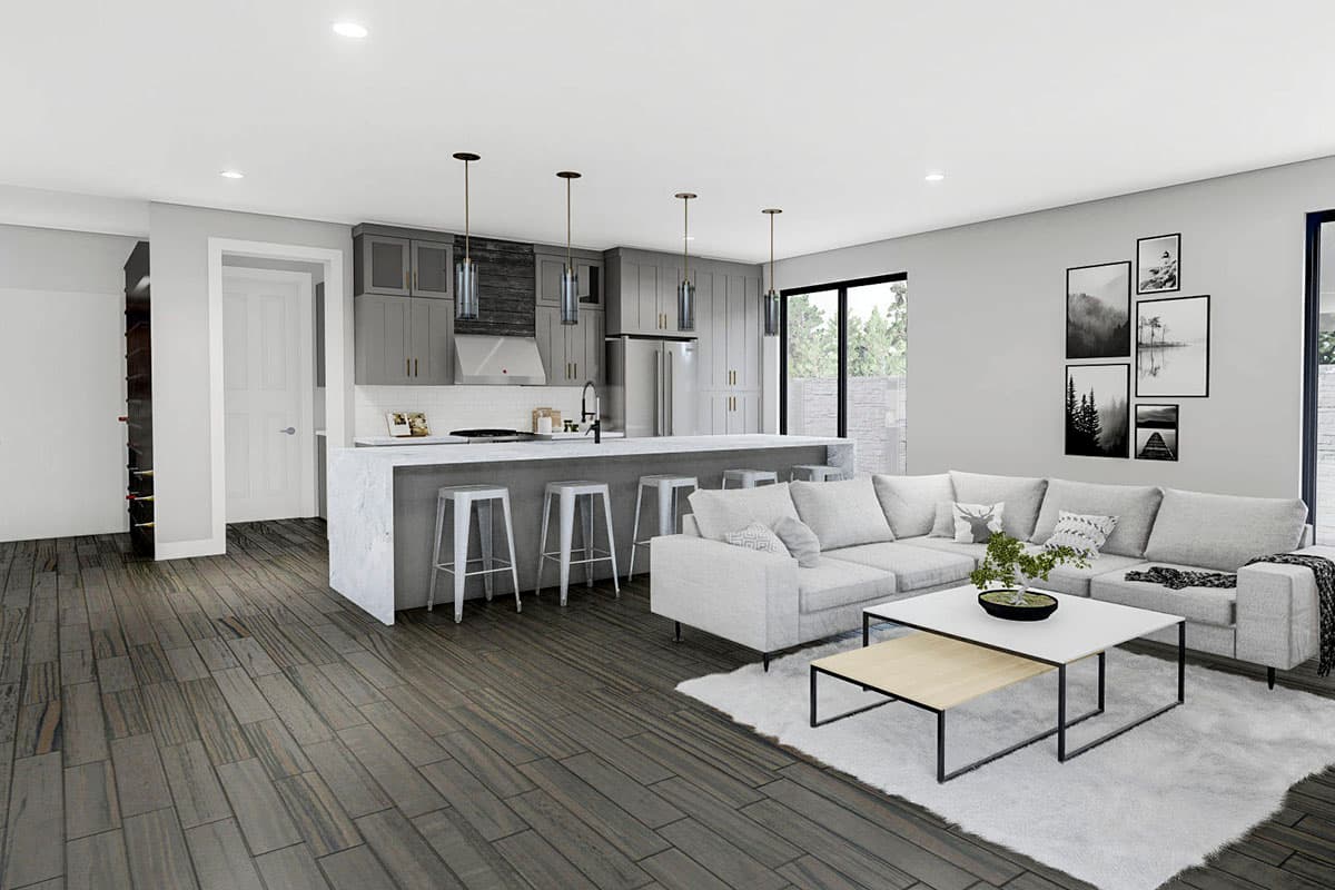 Plan 62874DJ: New American House Plan with Side Covered Patio and Deck Above - Image #7 - Mountain, New American