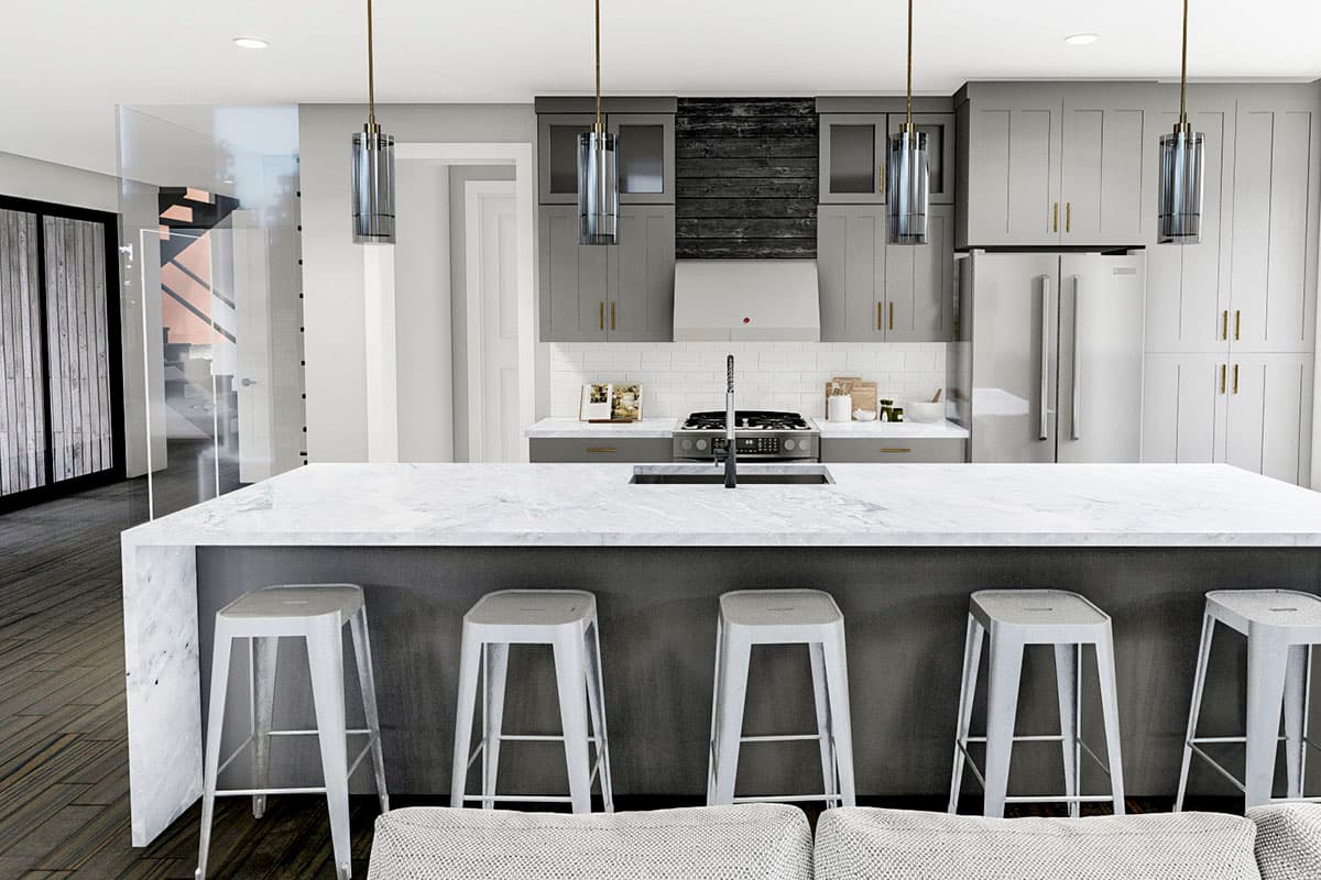 Plan 62874DJ: New American House Plan with Side Covered Patio and Deck Above - Image #8 - Mountain, New American