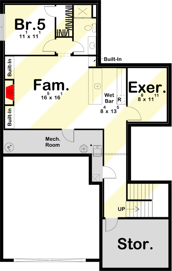 Plan 62874DJ: New American House Plan with Side Covered Patio and Deck Above - Floor Plan - Optional Lower Level Layout ($ Paid Option) - Mountain, New American