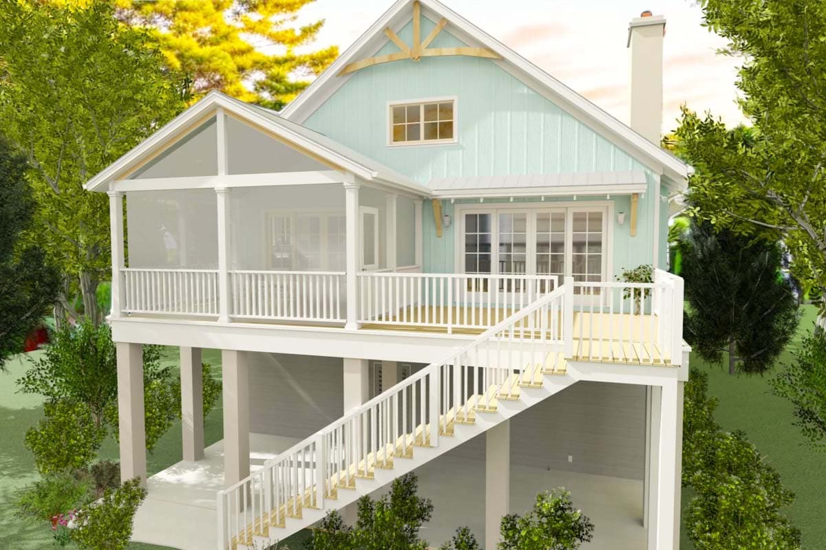 Plan 765025TWN: Flexible Low-Country House Plan with Screened Porch - 1600 Sq Ft - Image #8 - Beach, Coastal, Cottage, Low Country, Vacation