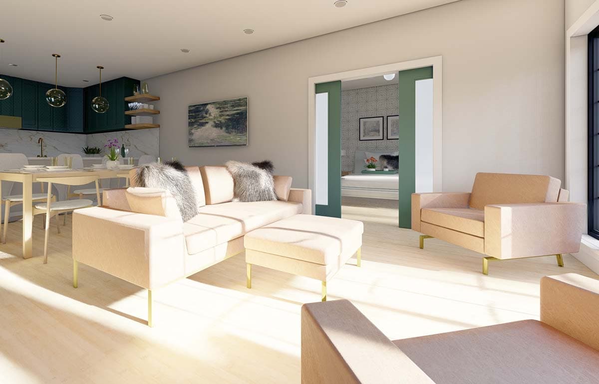 Plan 67760MG: 1-Bed Cottage with Pocket Doors Throughout - Image #12 - Cottage, Country, Vacation