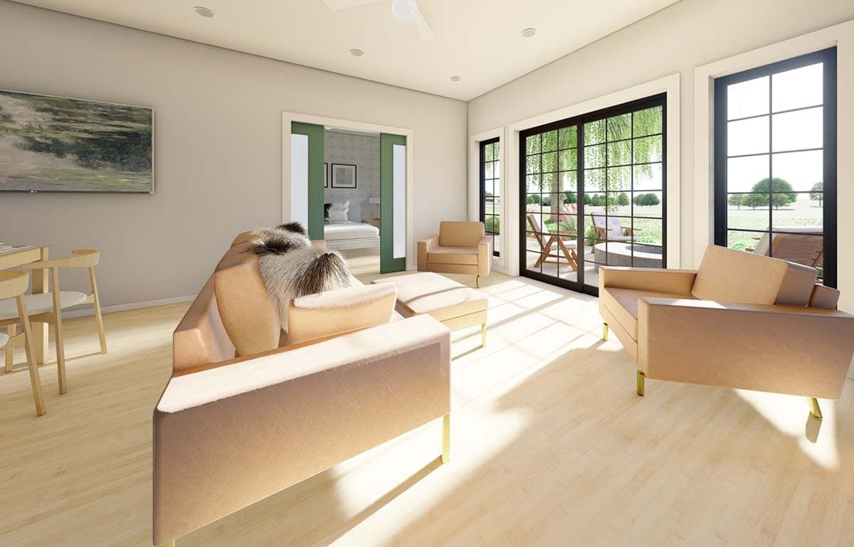 Plan 67760MG: 1-Bed Cottage with Pocket Doors Throughout - Image #13 - Cottage, Country, Vacation