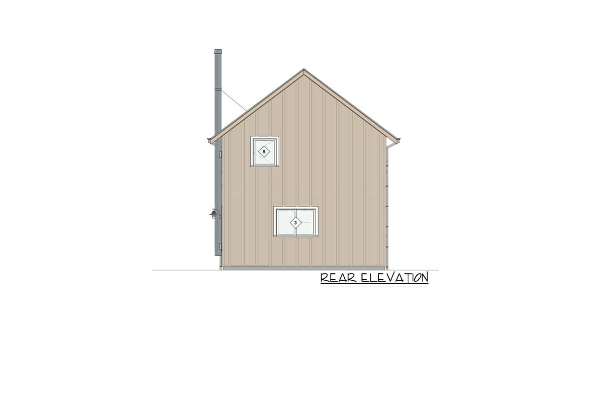 Plan 871003NST: 2-Bed Compact Barndominium House Plan - 1000 Sq Ft - Image #7 - Barndominium, Cottage, Country, Vacation