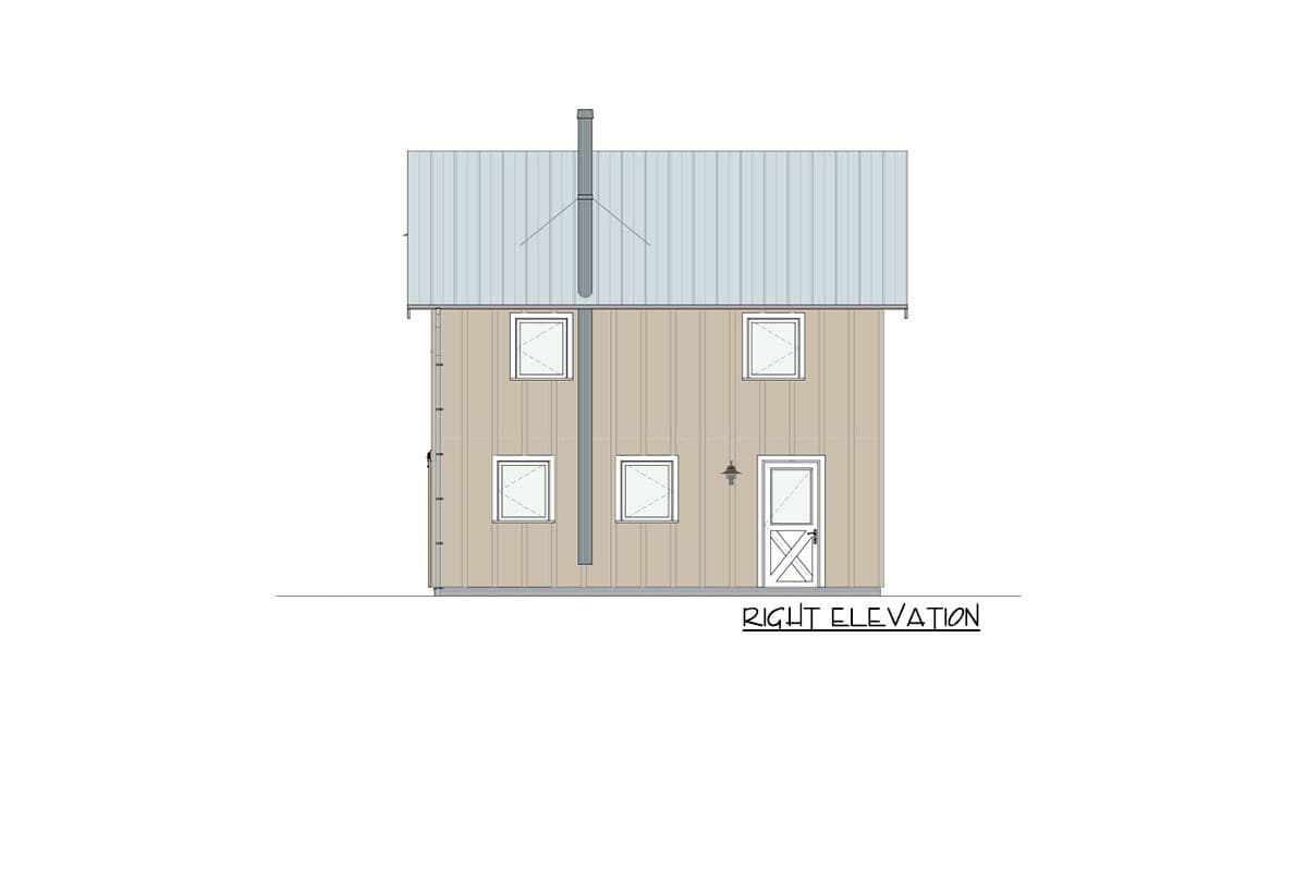 Plan 871003NST: 2-Bed Compact Barndominium House Plan - 1000 Sq Ft - Image #8 - Barndominium, Cottage, Country, Vacation