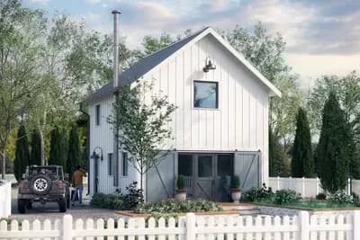 2-Bed Compact Barndominium House Plan - 1000 Sq Ft