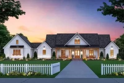 Classic Farmhouse Plan with Split Bedrooms
