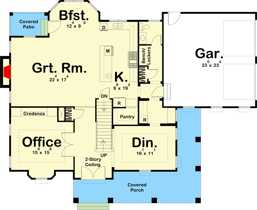 Plan 62876DJ: Victorian-inspired House Plan with Upstairs Bedrooms and Laundry - Floor Plan - Main Level - Southern, Traditional, Victorian