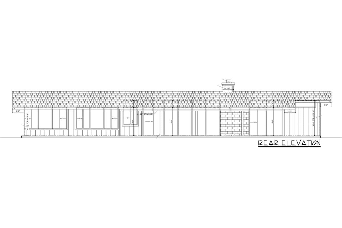 Plan 430063LY:  Mid-Century Modern Ranch Home Plan with Large Covered Patio - Image #4 - Mid Century Modern, Modern, Ranch, Traditional