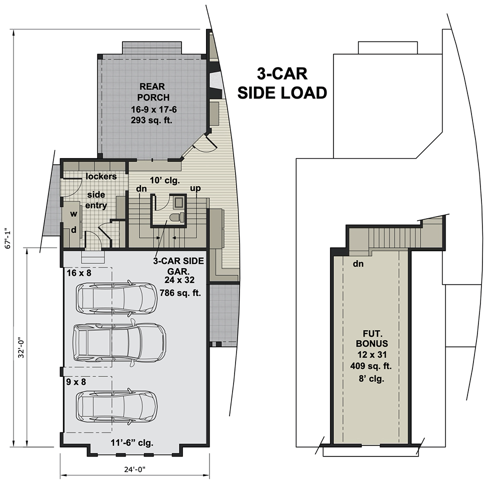 Plan 14687RK: New American Farmhouse Plan with Optional Third Garage Stall - Floor Plan - 3-Car Side Garage Option - Country, Farmhouse, Modern Farmhouse, New American, Southern