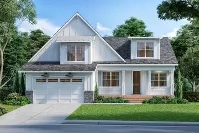 New American Farmhouse Plan with Kids Room Upstairs