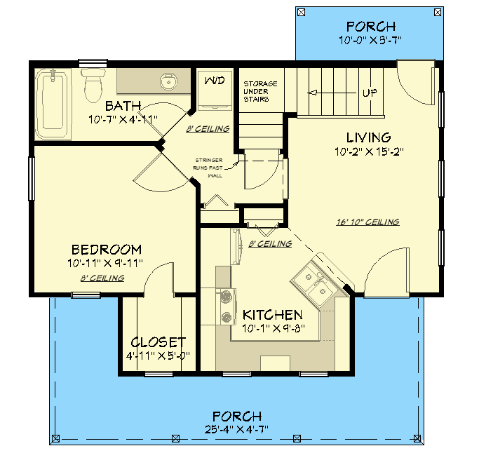 Plan 430801SNG: Exclusive ADU House Plan with 2 Bedrooms - Floor Plan - Main Level - Cottage, Country, Vacation