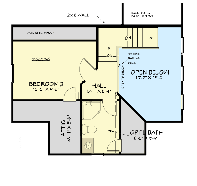 Plan 430801SNG: Exclusive ADU House Plan with 2 Bedrooms - Floor Plan - 2nd Floor - Cottage, Country, Vacation