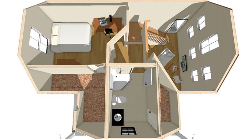 Plan 430801SNG: Exclusive ADU House Plan with 2 Bedrooms - Floor Plan - 3D Second Floor - Cottage, Country, Vacation
