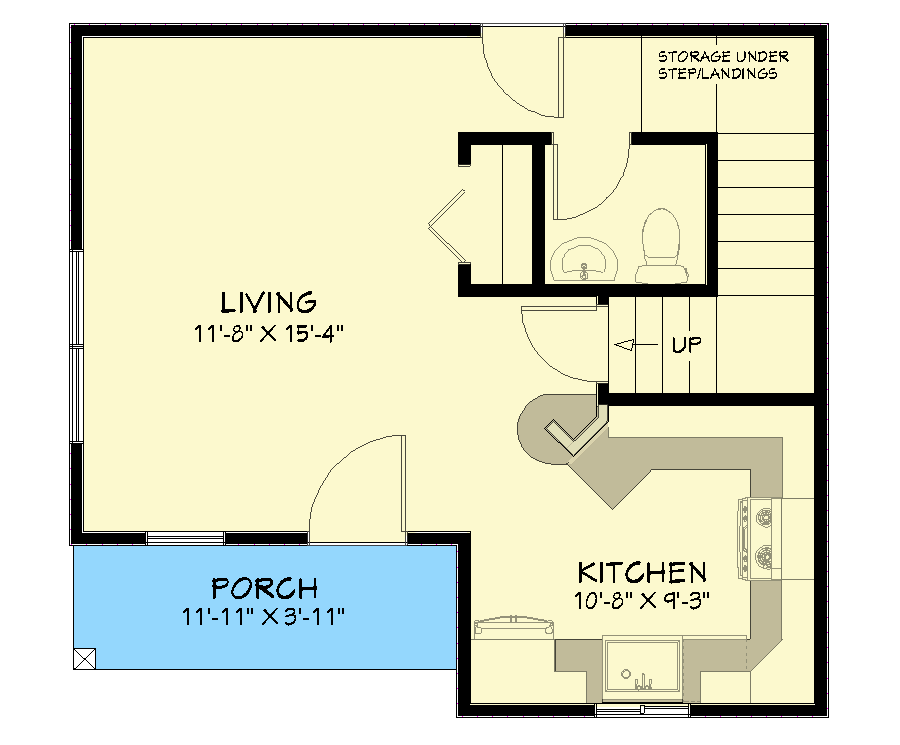 Plan 430802SNG: Exclusive Two-Story House Plan with Upstairs Bedrooms - Floor Plan - Main Level - Cottage, Country, Vacation