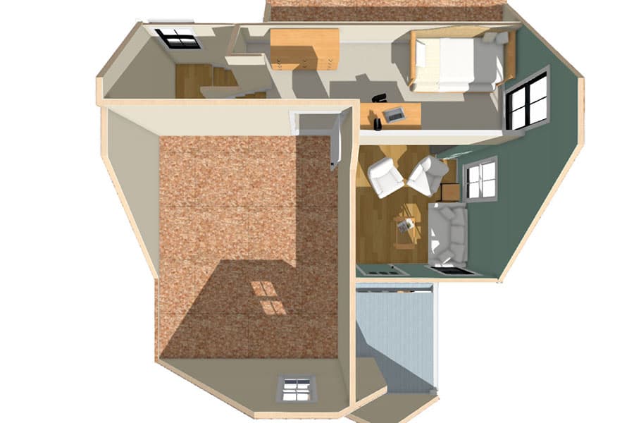 Plan 430803SNG: Exclusive ADU Home Plan with Multi-Use Loft - Floor Plan - 3D Second Floor - Cottage, Country, Vacation