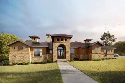  Tuscan Hill Country House Plan with Game Room