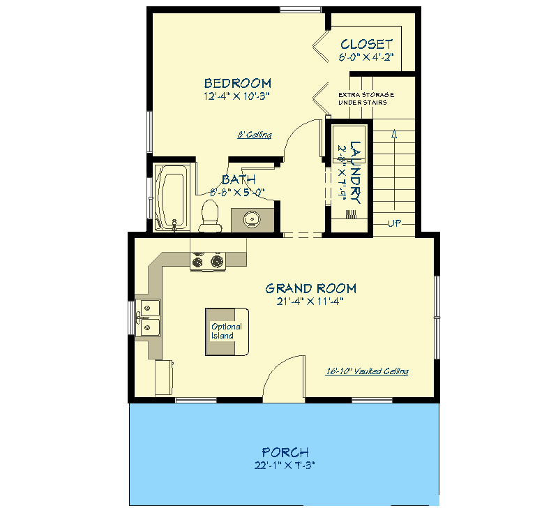 Plan 430805SNG: Exclusive Compact House Plan with Vaulted Grand Room - Floor Plan - Main Level - Cabin, Cottage, Country, Farmhouse, Rustic, Vacation