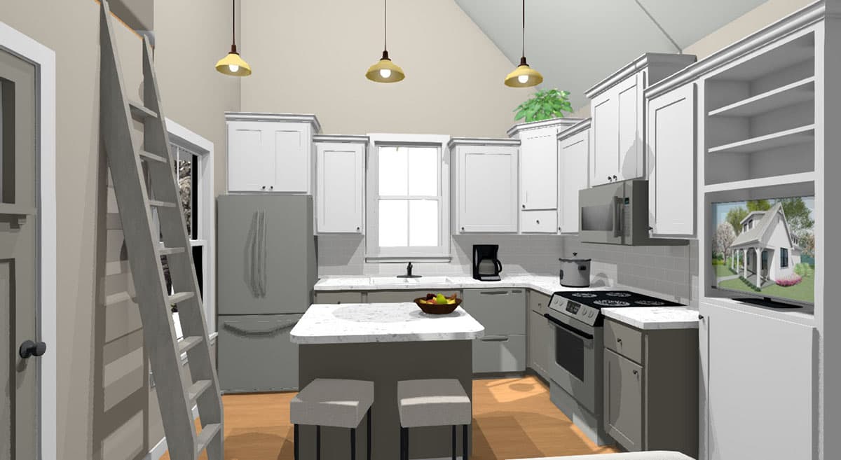 Plan 430805SNG: Exclusive Compact House Plan with Vaulted Grand Room - Image #4 - Cabin, Cottage, Country, Farmhouse, Rustic, Vacation