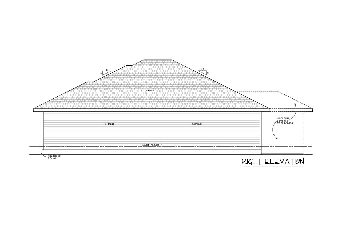Plan 42638DB: 3-Bedroom Ranch Home Plan with Hip and Valley Roof - 1603 Sq Ft - Image #4 - Prairie, Ranch