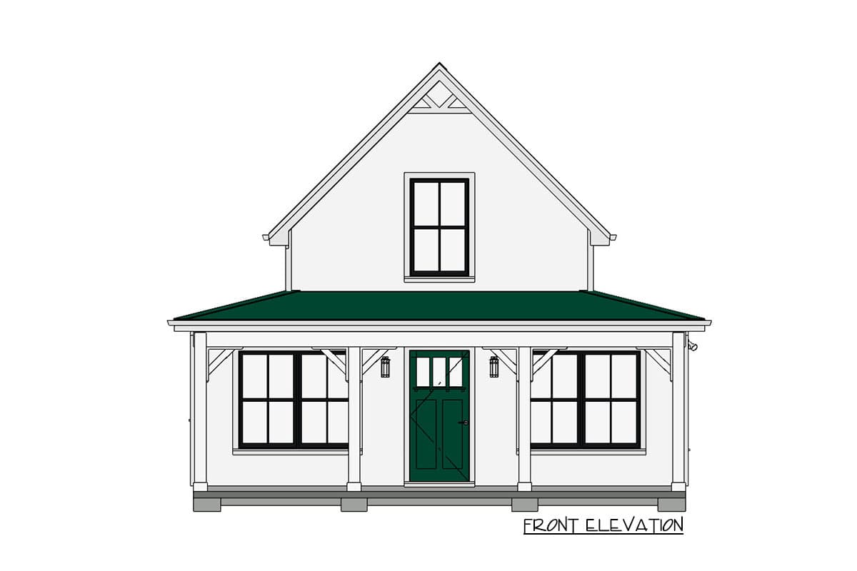 Plan 430806SNG: Tiny Two Bed Cottage with Cozy Front Porch - Image #6 - Cabin, Cottage, Country, Vacation