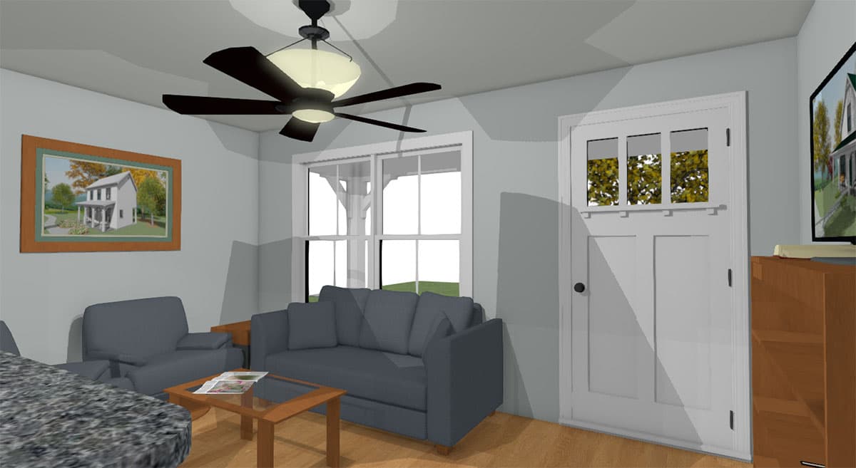 Plan 430806SNG: Tiny Two Bed Cottage with Cozy Front Porch - Image #4 - Cabin, Cottage, Country, Vacation