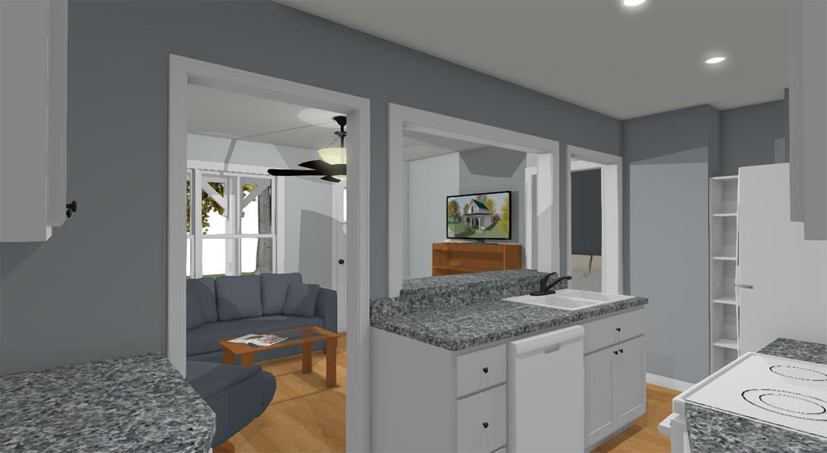 Plan 430806SNG: Tiny Two Bed Cottage with Cozy Front Porch - Image #5 - Cabin, Cottage, Country, Vacation