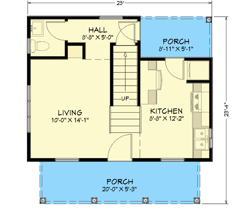 Plan 430807SNG: Exclusive Tiny Home Plan with Grill Porch - Floor Plan - Main Level - Cottage, Country, Southern, Vacation