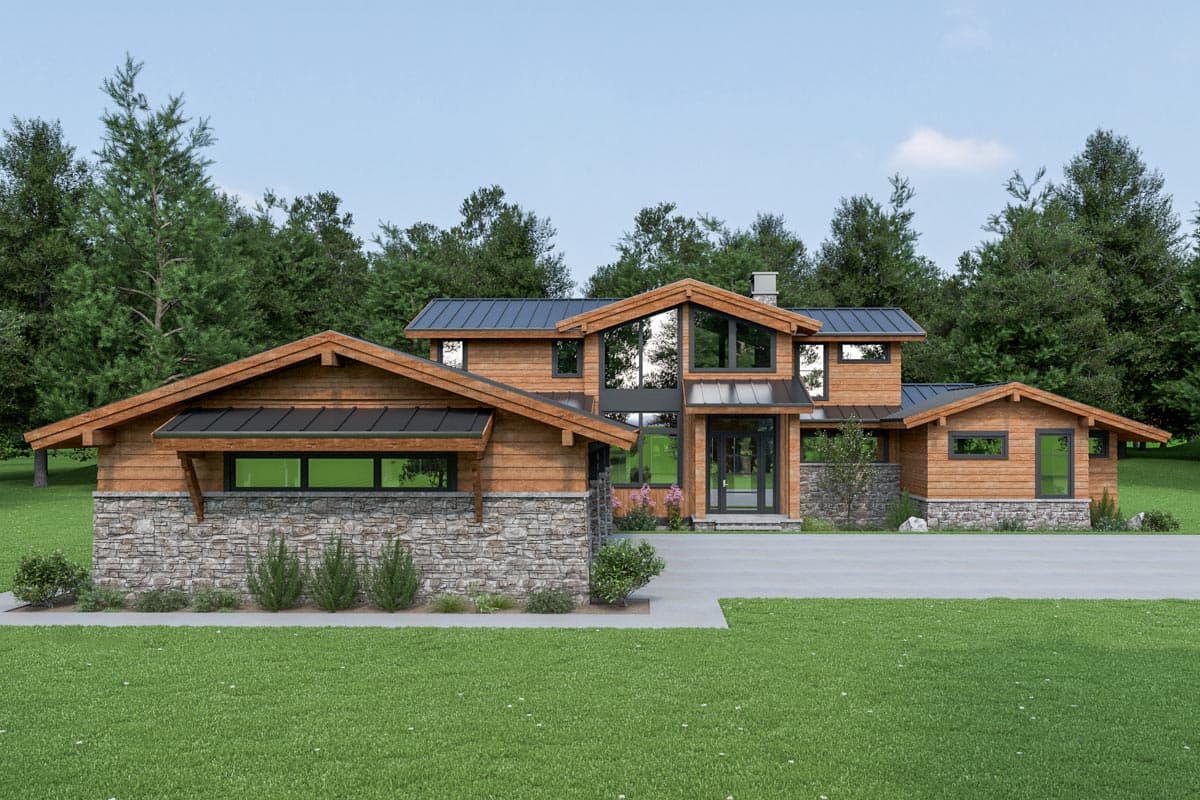 Plan 280086JWD: 3-Bed Mountain House Plan with Sweeping Rearward Views