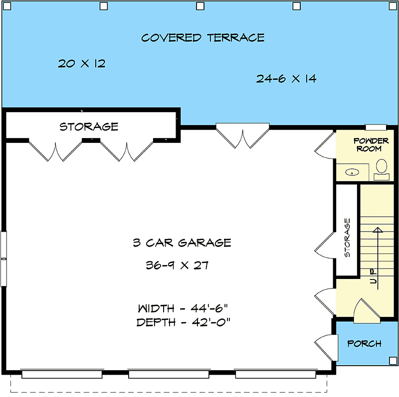 Plan 360067DK: 2-Bed Garage Apartment Plan with Large Rear Porch - Architectural Designs - Floor Plan - Main Level - Carriage, Country, Craftsman, Traditional