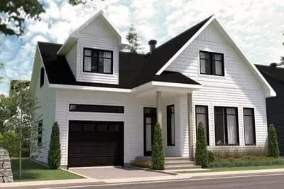 New American Home Plan with Upstairs Bedrooms