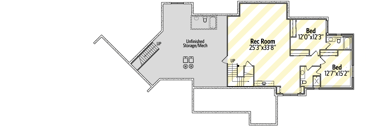Plan 95088RW: 2-Bed Mountain House Plan with 4-Car Garage + RV Storage - 2609 Sq Ft - Floor Plan - Optional Lower Level - Craftsman, Mountain, Rustic