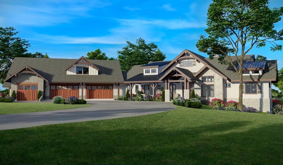 Plan 95088RW: 2-Bed Mountain House Plan with 4-Car Garage + RV Storage - 2609 Sq Ft - Image #4 - Craftsman, Mountain, Rustic