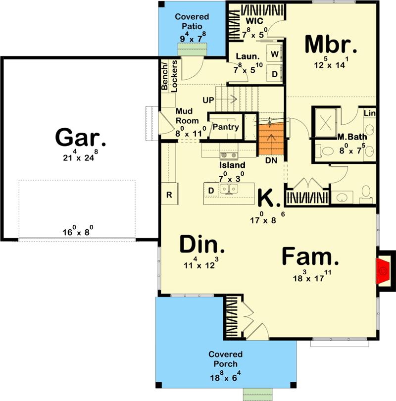 Plan 62880DJ: Modern Victorian House Plan with Upstairs Sitting Room - Floor Plan - Main Level - Country, Traditional, Victorian