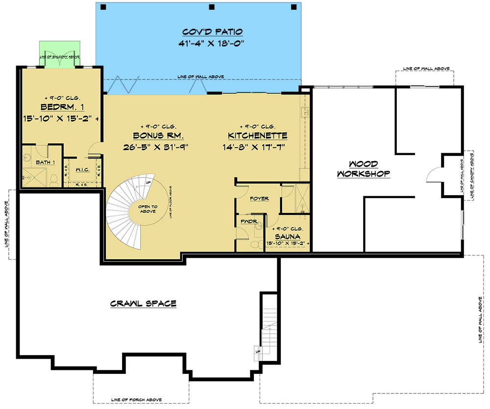 Plan 666092RAF: Spacious Contemporary House Plan with Wood Workshop - Floor Plan - Lower Level - Contemporary, Modern, Northwest