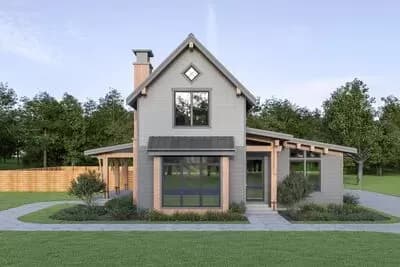 3-Bed House Plan with Side Porch