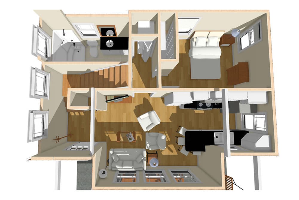 Plan 430808SNG: 750-Square Foot Cottage House Plan with Vaulted Living Room - Floor Plan - Image #14 - Cottage, Country, Farmhouse, New American, Vacation