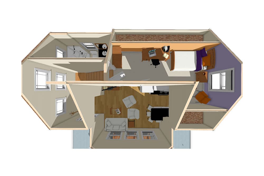 Plan 430808SNG: 750-Square Foot Cottage House Plan with Vaulted Living Room - Floor Plan - Image #15 - Cottage, Country, Farmhouse, New American, Vacation