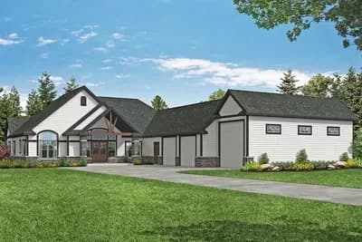 Country Craftsman Home Plan with RV Garage