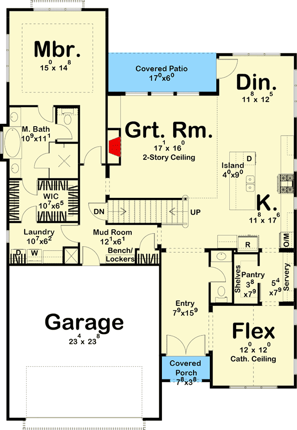 Plan 62882DJ: 4-Bed Modern New American House Plan with 2-Story Great Room and Loft - 2983 sq Ft - Floor Plan - Main Level - Craftsman, Modern Farmhouse, New American, Northwest, Traditional, Transitional