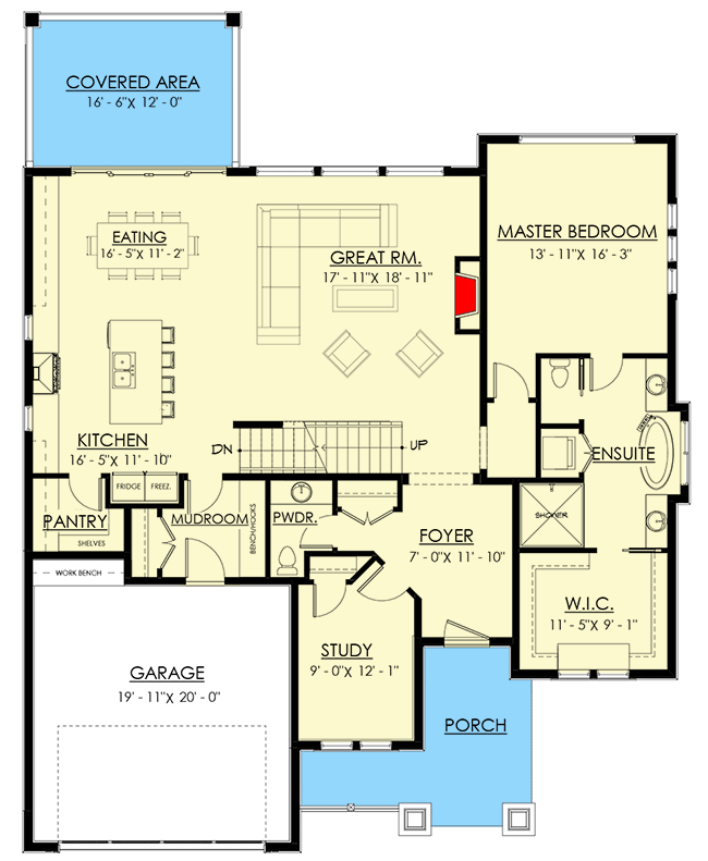 Plan 270018AF: Craftsman Home Plan with Two Laundry Rooms - Floor Plan - Main Level - Craftsman, New American, Shingle