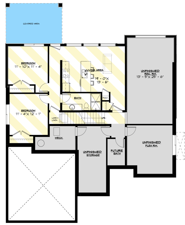Plan 270018AF: Craftsman Home Plan with Two Laundry Rooms - Floor Plan - Optionally Finished Lower Level Layout (+841Sq Ft) - Craftsman, New American, Shingle