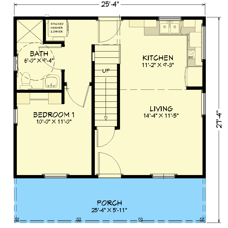 Plan 430809SNG: Universal Design ADU Farmhouse Plan with Spacious Porch - Floor Plan - Main Level - Cabin, Cottage, Country, Farmhouse, Rustic, Vacation