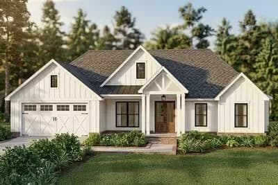 One-Story Modern Farmhouse Plan with Outdoor Kitchen on Back Porch - 1889 Sq Ft