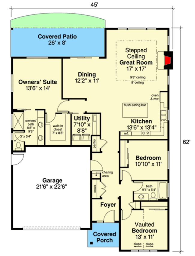 Plan 72984DA: 3-Bed Northwest Ranch Home Plan with Split Bedrooms - Floor Plan - Main Level - Northwest, Ranch