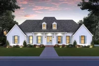 4-Bed French Country House Plan with Outdoor Kitchen