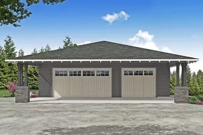 3-Car Garage with Attached Carport
