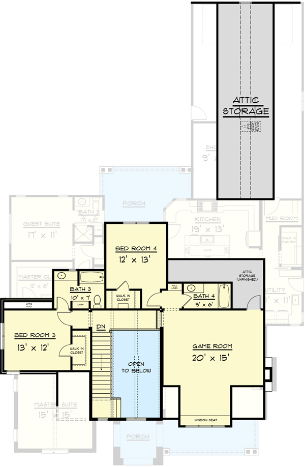 Plan 915041CHP: Exclusive Modern Farmhouse Plan with Main-Floor Master and Guest Suite - Floor Plan - 2nd Floor - Country, Craftsman, Farmhouse, Modern Farmhouse, New American, Southern, Transitional