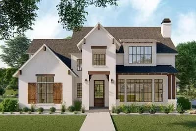 Exclusive Modern Farmhouse Plan with Main-Floor Master and Guest Suite