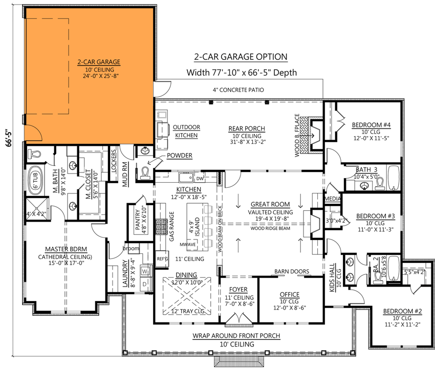 Plan 56478SM: Perfectly Balanced 4-Bed Modern Farmhouse Plan - Floor Plan - 2-Car Garage Option (+$295) - Country, Modern Farmhouse, New American, Traditional